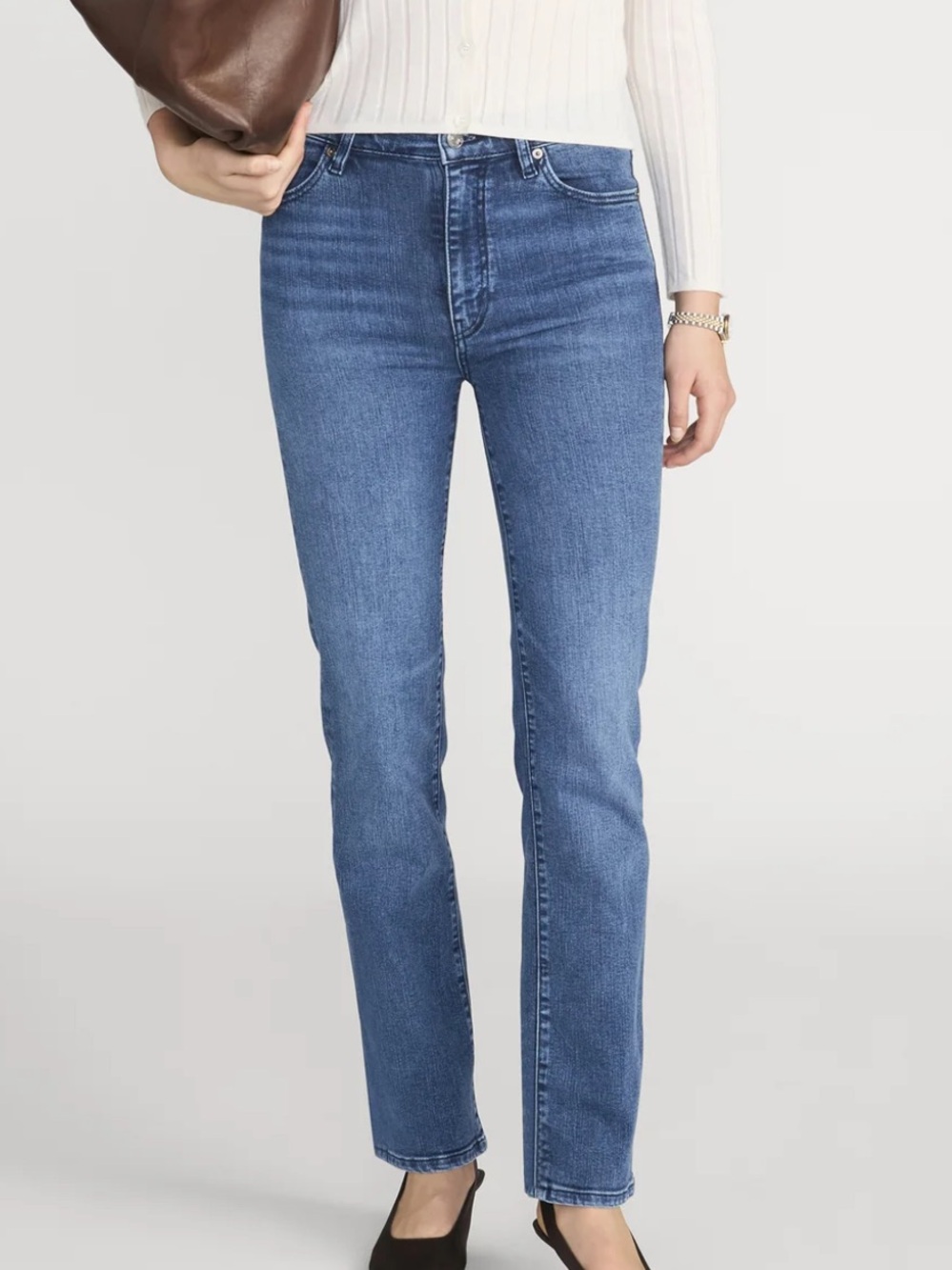 Frame Denim Straight-Leg Jeans in Medium Wash Blue